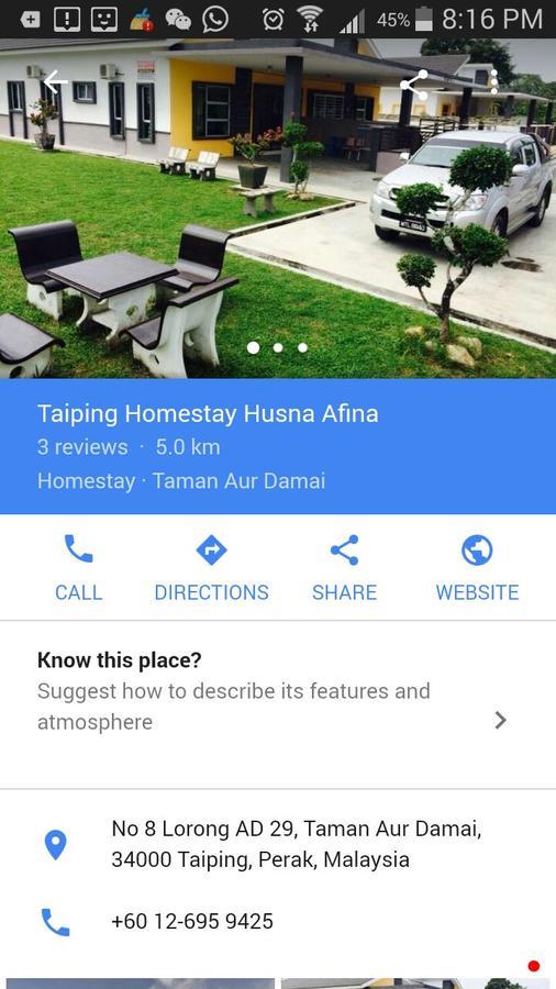 Taiping Homestay Husna Afina エクステリア 写真